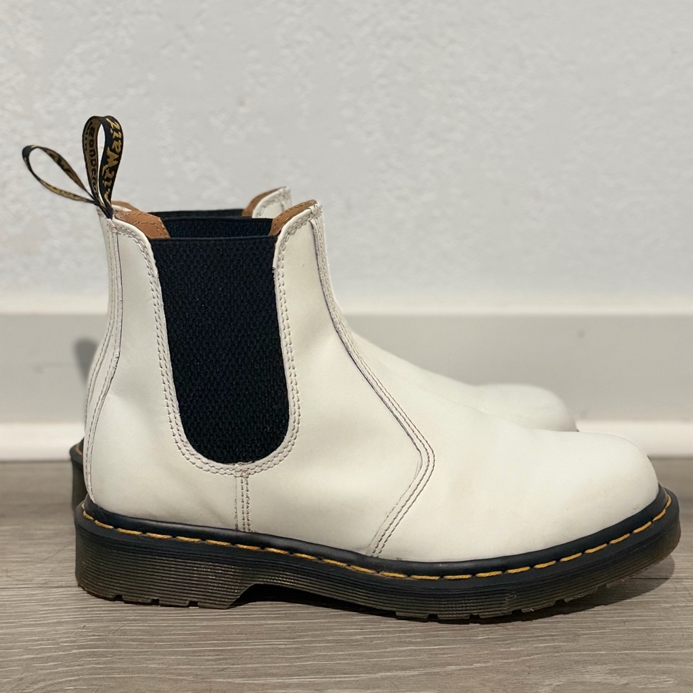 Dr. Martens White and Black Chelsea Boots